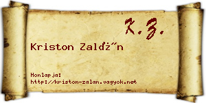 Kriston Zalán névjegykártya